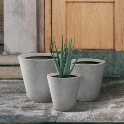 KANTE Large, Medium, Small Round Natural Finish Lightweight Concrete and Weather Resistant Fiberglass Planters (Set of 3) -Vigoro Shop natural concrete kante plant pots rc0154bcd c80021 44 1000