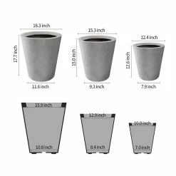 KANTE Large, Medium, Small Round Natural Finish Lightweight Concrete and Weather Resistant Fiberglass Planters (Set of 3) -Vigoro Shop natural concrete kante plant pots rc0154bcd c80021 4f 1000