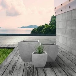 KANTE Square Natural Finish Lightweight Concrete & Weather Resistant Fiberglass Planters with Drainage Holes (Set of 3) 12 KANTE Square Natural Finish Lightweight Concrete & Weather Resistant Fiberglass Planters with Drainage Holes (Set of 3) -Vigoro Shop natural concrete kante plant pots rf0126abc c80021 c3 1000