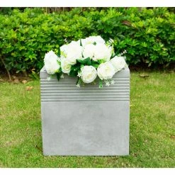 KANTE Small 15 in. Tall Natural Lightweight Concrete Modern Square Outdoor Planter -Vigoro Shop natural concrete kante plant pots rf0128b c80021 c3 1000