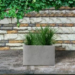 KANTE 6.89"W x 19.49"L x 15.94"H Rectangular Natural Finish Lightweight Concrete and Fiberglass Long Planter w/ Drainage Hole -Vigoro Shop natural concrete kante plant pots rf0260a c80021 44 1000