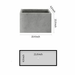 KANTE 6.89"W x 19.49"L x 15.94"H Rectangular Natural Finish Lightweight Concrete and Fiberglass Long Planter w/ Drainage Hole -Vigoro Shop natural concrete kante plant pots rf0260a c80021 4f 1000