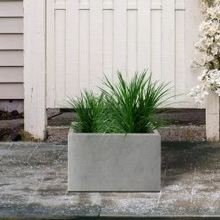 KANTE 6.89"W x 19.49"L x 15.94"H Rectangular Natural Finish Lightweight Concrete and Fiberglass Long Planter w/ Drainage Hole -Vigoro Shop natural concrete kante plant pots rf0260a c80021 fa 1000