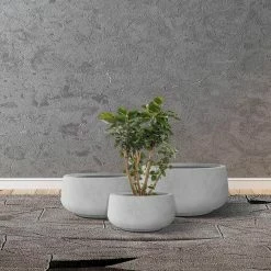 KANTE 21.6", 16.9", and 12.5"W Round Natural Concrete Elegant Planters, Set of 3 Outdoor Indoor Seamless w/ Drainage Hole -Vigoro Shop natural concrete kante plant pots rf2015021abc c80021 44 1000