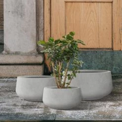 KANTE 21.6", 16.9", and 12.5"W Round Natural Concrete Elegant Planters, Set of 3 Outdoor Indoor Seamless w/ Drainage Hole -Vigoro Shop natural concrete kante plant pots rf2015021abc c80021 66 1000