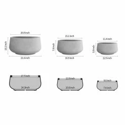 KANTE 21.6", 16.9", and 12.5"W Round Natural Concrete Elegant Planters, Set of 3 Outdoor Indoor Seamless w/ Drainage Hole -Vigoro Shop natural concrete kante plant pots rf2015021abc c80021 c3 1000