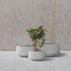 KANTE 21.6", 16.9", and 12.5"W Round Natural Concrete Elegant Planters, Set of 3 Outdoor Indoor Seamless w/ Drainage Hole -Vigoro Shop natural concrete kante plant pots rf2015021abc c80021 fa 1000