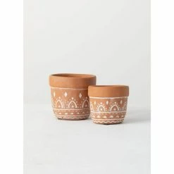 SULLIVANS Orange Cement Planter (Set of 2) -Vigoro Shop orange sullivans plant pots cmt1180 1f 1000