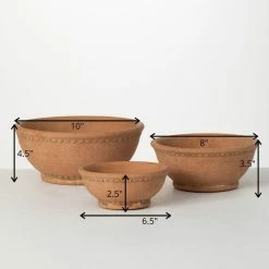 SULLIVANS Adobe Cement Dish Planter - Set of 3 -Vigoro Shop orange sullivans plant pots cmt1218 44 1000