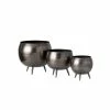 SULLIVANS Pewter Metal Pot With Feet (Set of 3) -Vigoro Shop pewter sullivans plant pots met1626 64 1000