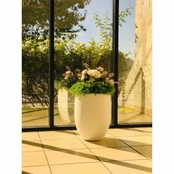 KANTE 21.7 in. H Round Pure White Concrete Indoor Outdoor Modern Tall Planter -Vigoro Shop pure white kante plant pots osc0066a c80011 44 1000