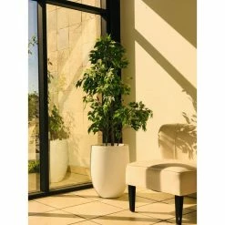 KANTE 21.7 in. H Round Pure White Concrete Indoor Outdoor Modern Tall Planter -Vigoro Shop pure white kante plant pots osc0066a c80011 76 1000