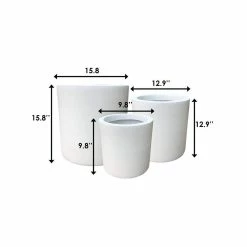 KANTE 15.8 in. x 12.9 in. & 9.8 in. W Round Pure White Concrete/Fiberglass Indoor Outdoor Modern Seamless Planters (Set of 3) -Vigoro Shop pure white kante plant pots osc0119abc c80011 1f 1000