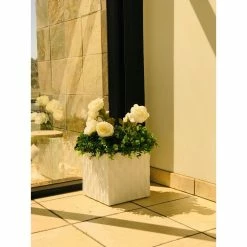 KANTE 16 in. W Square Pure White Concrete/Fiberglass Indoor Outdoor Elegant Retro Planter -Vigoro Shop pure white kante plant pots osf0201c c80011 1f 1000