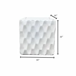 KANTE 16 in. W Square Pure White Concrete/Fiberglass Indoor Outdoor Elegant Retro Planter -Vigoro Shop pure white kante plant pots osf0201c c80011 76 1000