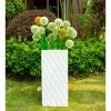 KANTE 23.6 in. H Square Pure White Concrete/Fiberglass Indoor Outdoor Elegant Retro Tall Planter -Vigoro Shop pure white kante plant pots osf0202b c80011 64 1000