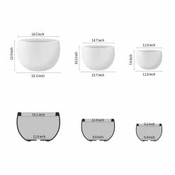 KANTE 20 in., 16 in. and 12 in. W Pure White Concrete Round Elegant Planters (Set of 3), Outdoor Indoor Modern Planter Pots -Vigoro Shop pure white kante plant pots rc0049abc c80011 1f 1000
