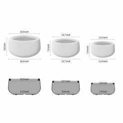 KANTE 19.6 in., 15.7 in. & 11.8 in. W Round Pure White Concrete Elegant Planters Set of 3, Outdoor Indoor w/Drainage Holes -Vigoro Shop pure white kante plant pots rc0051abc c80011 c3 1000