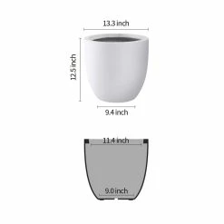 KANTE 13.39 in. x 12.6 in. Round Pure White Lightweight Concrete and Fiberglass Indoor Outdoor Planter with Drainage Hole -Vigoro Shop pure white kante plant pots rc0152b c80011 4f 1000