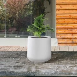 KANTE 17.3 in. H Round Pure White Concrete Planter, Outdoor Indoor Large Planter Pots Containers with Drainage Holes 16 KANTE 17.3 in. H Round Pure White Concrete Planter, Outdoor Indoor Large Planter Pots Containers with Drainage Holes -Vigoro Shop pure white kante plant pots rf2015022b c80011 1f 1000