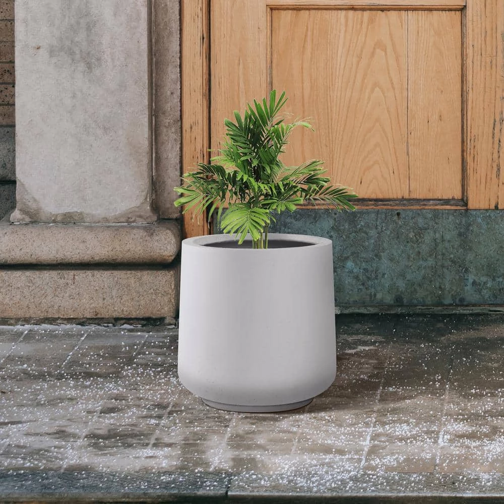 KANTE 17.3 in. H Round Pure White Concrete Planter, Outdoor Indoor Large Planter Pots Containers with Drainage Holes 9 KANTE 17.3 in. H Round Pure White Concrete Planter, Outdoor Indoor Large Planter Pots Containers with Drainage Holes - Image 7