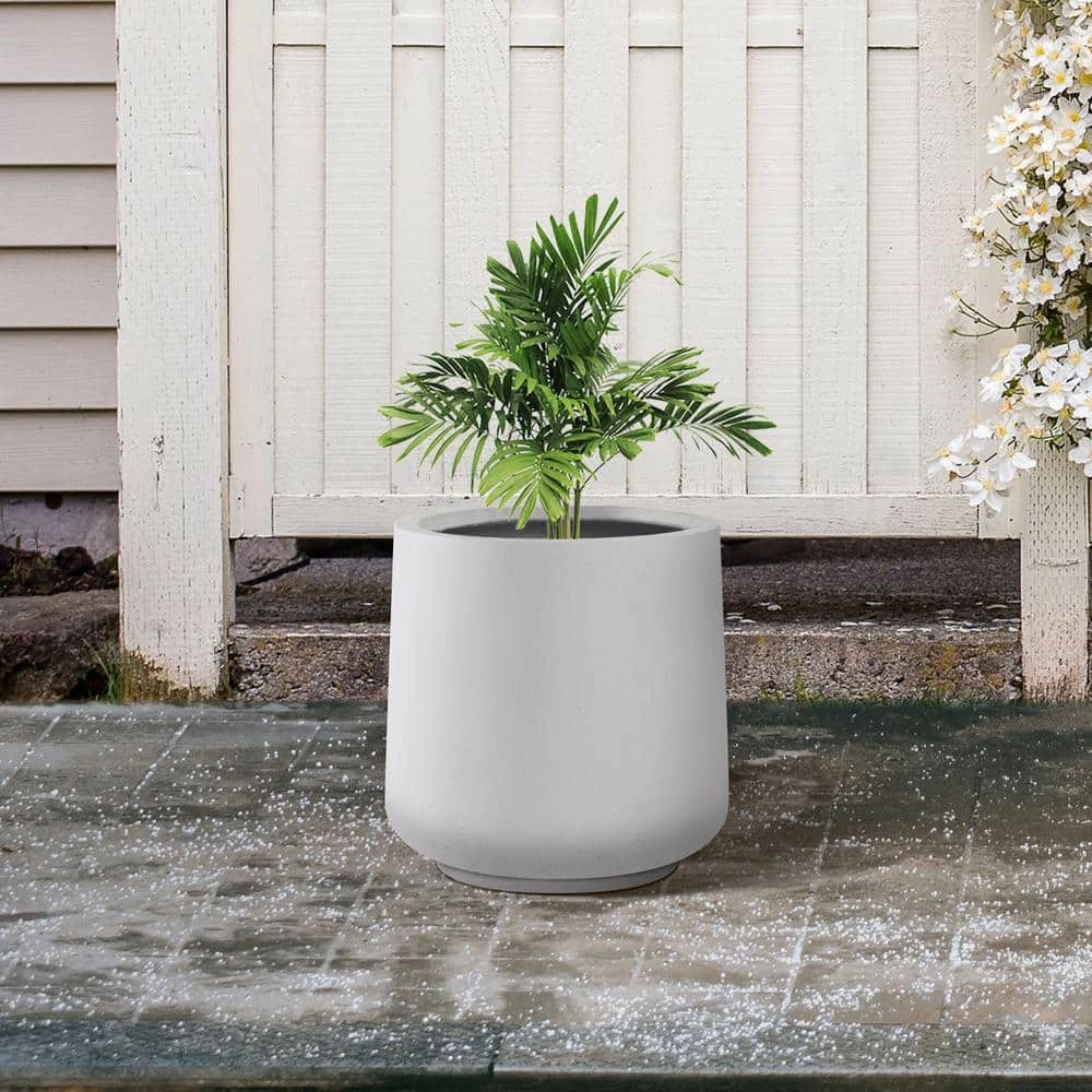 KANTE 17.3 in. H Round Pure White Concrete Planter, Outdoor Indoor Large Planter Pots Containers with Drainage Holes 10 KANTE 17.3 in. H Round Pure White Concrete Planter, Outdoor Indoor Large Planter Pots Containers with Drainage Holes - Image 8