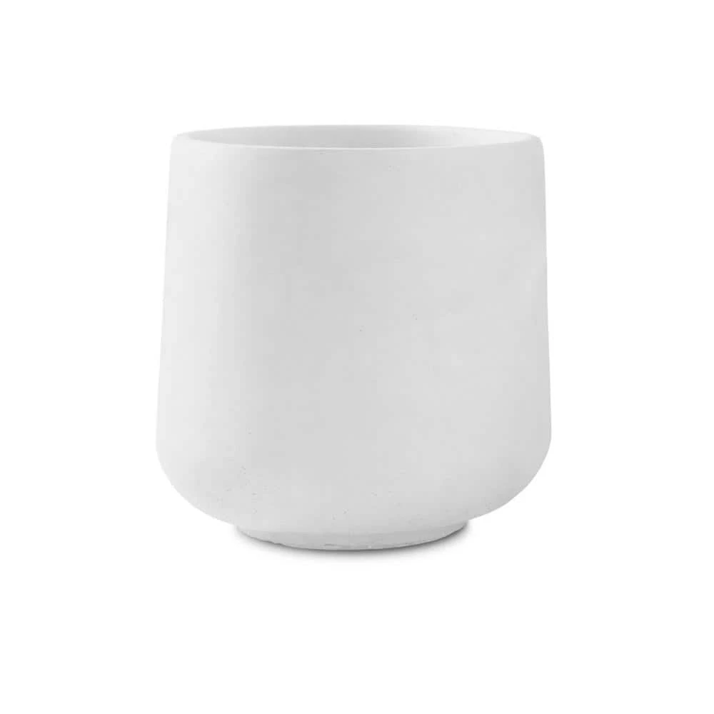 KANTE 13.4 in. H Pure White Tuliped Round Concrete Planter, Outdoor Indoor Large Planter Pots, Containers with Drainage Holes 3 KANTE 13.4 in. H Pure White Tuliped Round Concrete Planter, Outdoor Indoor Large Planter Pots, Containers with Drainage Holes