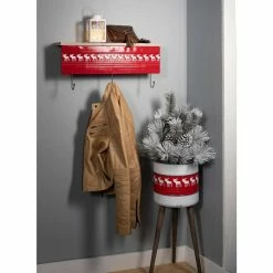 SULLIVANS Red & White Reindeer Metal and Wood Planter Stand (Set of 2) -Vigoro Shop red sullivans plant pots met1741 4f 1000