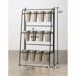 SULLIVANS Metal 12 Vase Floral Display -Vigoro Shop silver sullivans plant pots met1474 1f 1000