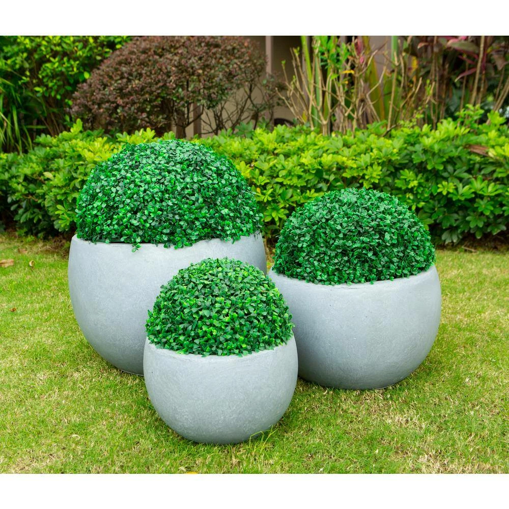 KANTE 20 in., 16 in. and 12 in. W Round Slate Gray Concrete/Fiberglass Indoor Outdoor Elegant Bowl Planters (Set of 3) 7 KANTE 20 in., 16 in. and 12 in. W Round Slate Gray Concrete/Fiberglass Indoor Outdoor Elegant Bowl Planters (Set of 3) - Image 5