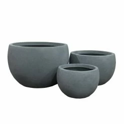 KANTE 20 in., 16 in. and 12 in. W Round Slate Gray Concrete/Fiberglass Indoor Outdoor Elegant Bowl Planters (Set of 3) 13 KANTE 20 in., 16 in. and 12 in. W Round Slate Gray Concrete/Fiberglass Indoor Outdoor Elegant Bowl Planters (Set of 3) -Vigoro Shop slate gray kante plant pots osc0049abc c60611 c3 1000
