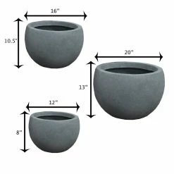 KANTE 20 in., 16 in. and 12 in. W Round Slate Gray Concrete/Fiberglass Indoor Outdoor Elegant Bowl Planters (Set of 3) 19 KANTE 20 in., 16 in. and 12 in. W Round Slate Gray Concrete/Fiberglass Indoor Outdoor Elegant Bowl Planters (Set of 3) -Vigoro Shop slate gray kante plant pots osc0049abc c60611 d4 1000