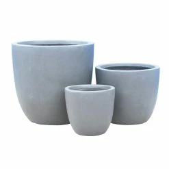 KANTE 18", 14" and 10"W Round Slate Gray Lightweight Concrete/Fiberglass Indoor Outdoor Elegant Seamless Planters (Set of 3) -Vigoro Shop slate gray kante plant pots osc0050abc c60611 c3 1000