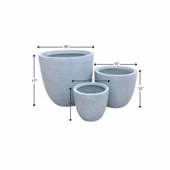 KANTE 18", 14" and 10"W Round Slate Gray Lightweight Concrete/Fiberglass Indoor Outdoor Elegant Seamless Planters (Set of 3) -Vigoro Shop slate gray kante plant pots osc0050abc c60611 d4 1000