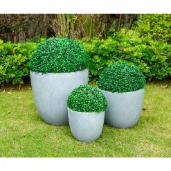 KANTE 18", 14" and 10"W Round Slate Gray Lightweight Concrete/Fiberglass Indoor Outdoor Elegant Seamless Planters (Set of 3) -Vigoro Shop slate gray kante plant pots osc0050abc c60611 fa 1000