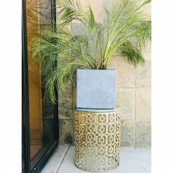 KANTE 10 in. W Square Slate Gray Lightweight Concrete/Fiberglass Indoor Outdoor Modern Elegant Planter -Vigoro Shop slate gray kante plant pots osf0001a c60611 1f 1000