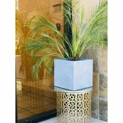 KANTE 10 in. W Square Slate Gray Lightweight Concrete/Fiberglass Indoor Outdoor Modern Elegant Planter -Vigoro Shop slate gray kante plant pots osf0001a c60611 44 1000