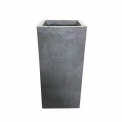 KANTE 20 in. H Square Slate Gray Lightweight Concrete/Fiberglass Indoor Outdoor Elegant Tall Planter -Vigoro Shop slate gray kante plant pots osf0002a c60611 44 1000