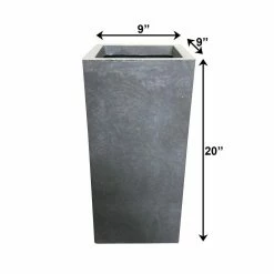 KANTE 20 in. H Square Slate Gray Lightweight Concrete/Fiberglass Indoor Outdoor Elegant Tall Planter -Vigoro Shop slate gray kante plant pots osf0002a c60611 fa 1000