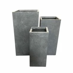 KANTE 28 in. x 24 in. and 20 in. H Square Slate Gray Concrete/Fiberglass Indoor Outdoor Modern Tall Planters -Vigoro Shop slate gray kante plant pots osf0002abc c60611 c3 1000