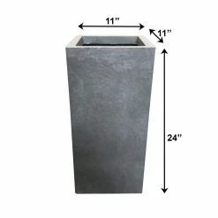 KANTE 24 in. H Square Slate Gray Concrete/Fiberglass Indoor Outdoor Elegant Tall Planter -Vigoro Shop slate gray kante plant pots osf0002b c60611 fa 1000