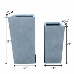 KANTE 28 in. and 24 in. H Square Slate Gray Concrete/Fiberglass Indoor Outdoor Modern Seamless Tall Planters (Set of 2) -Vigoro Shop slate gray kante plant pots osf0002bc c60611 4f 1000