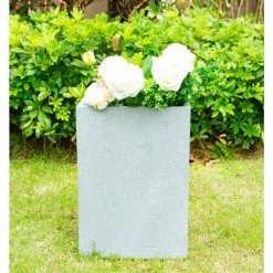 KANTE 13 in. H Square Slate Gray Lightweight Concrete/Fiberglass Indoor Outdoor Modern Planter -Vigoro Shop slate gray kante plant pots osf0007a c60611 1f 1000