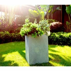 KANTE 13 in. H Square Slate Gray Lightweight Concrete/Fiberglass Indoor Outdoor Modern Planter -Vigoro Shop slate gray kante plant pots osf0007a c60611 44 1000