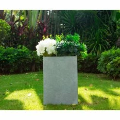 KANTE 13 in. H Square Slate Gray Lightweight Concrete/Fiberglass Indoor Outdoor Modern Planter -Vigoro Shop slate gray kante plant pots osf0007a c60611 4f 1000