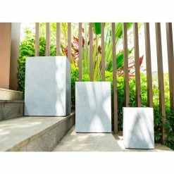 KANTE 19 in. x 16 in. and 13 in. H Square Slate Gray Concrete/Fiberglass Indoor Outdoor Elegant Planters (Set of 3) -Vigoro Shop slate gray kante plant pots osf0007abc c60611 4f 1000