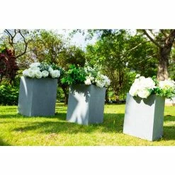 KANTE 19 in. x 16 in. and 13 in. H Square Slate Gray Concrete/Fiberglass Indoor Outdoor Elegant Planters (Set of 3) -Vigoro Shop slate gray kante plant pots osf0007abc c60611 fa 1000