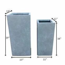 KANTE 19 in. and 16 in. H Square Slate Gray Concrete/Fiberglass Indoor Outdoor Modern Seamless Planters -Vigoro Shop slate gray kante plant pots osf0007bc c60611 1f 1000