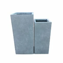 KANTE 19 in. and 16 in. H Square Slate Gray Concrete/Fiberglass Indoor Outdoor Modern Seamless Planters -Vigoro Shop slate gray kante plant pots osf0007bc c60611 4f 1000