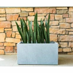 KANTE 23 in. L Rectangular Slate Gray Concrete/Fiberglass Indoor Outdoor Modern Planter -Vigoro Shop slate gray kante plant pots osf0104a c60611 4f 1000